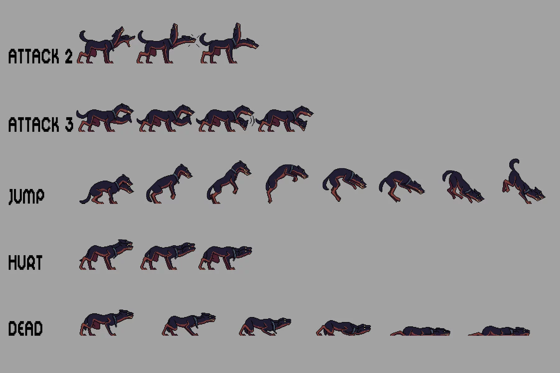 Hellhound Character Sprite Sheets Pixel Art