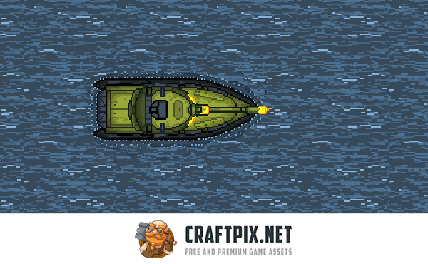 Top Down Military Boats Pixel Art