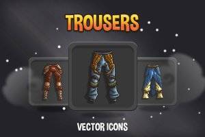 Trousers RPG图标包：48款矢量裤子素材，适配奇幻种族与职业