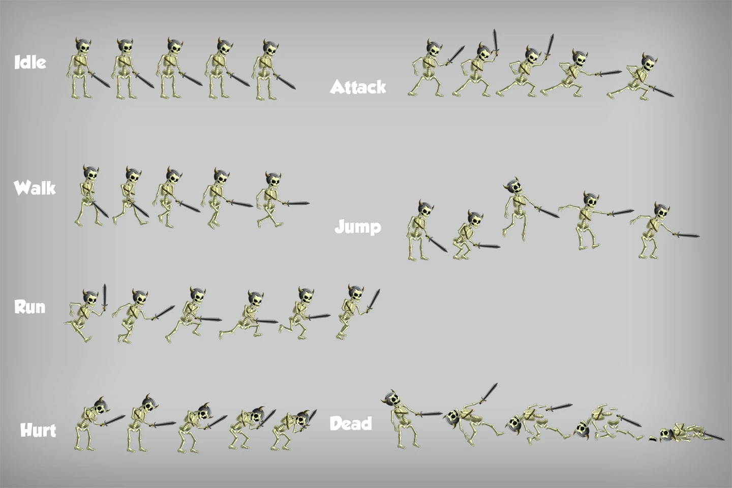 2D Game Skeleton Character Sprites