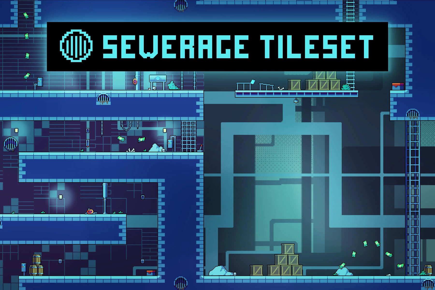 Sewerage Platformer Tileset Pixel Art