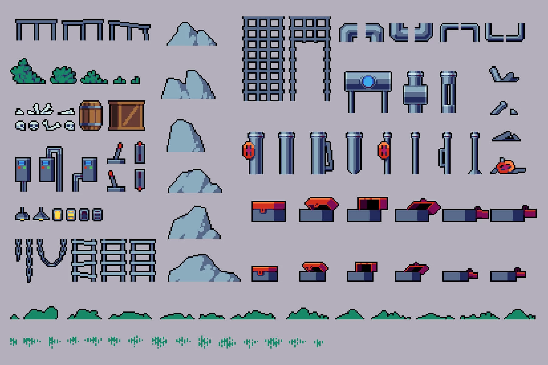 Sewerage Platformer Tileset Pixel Art