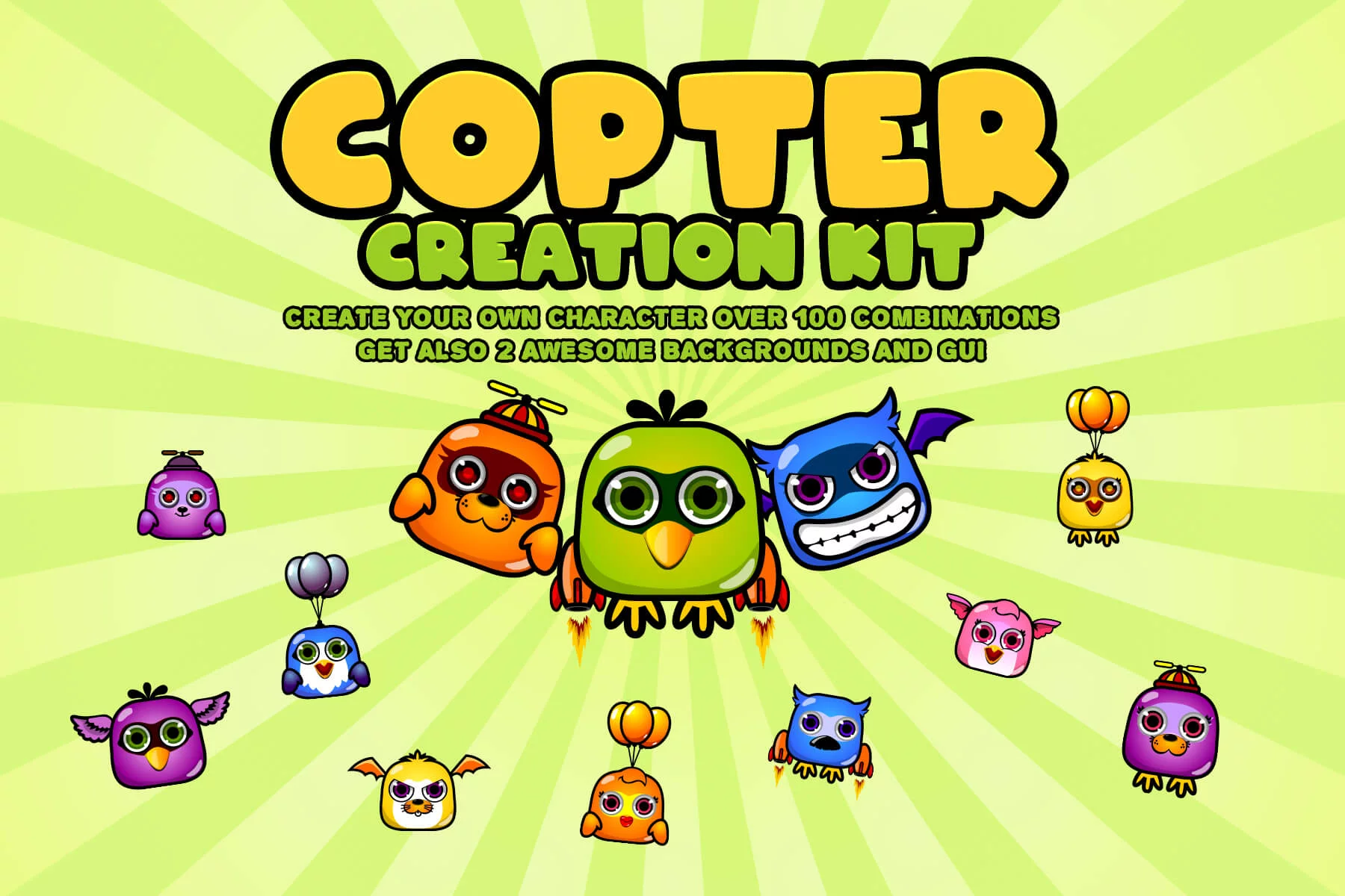 Cartoon Copter Game Asset Mini Kit