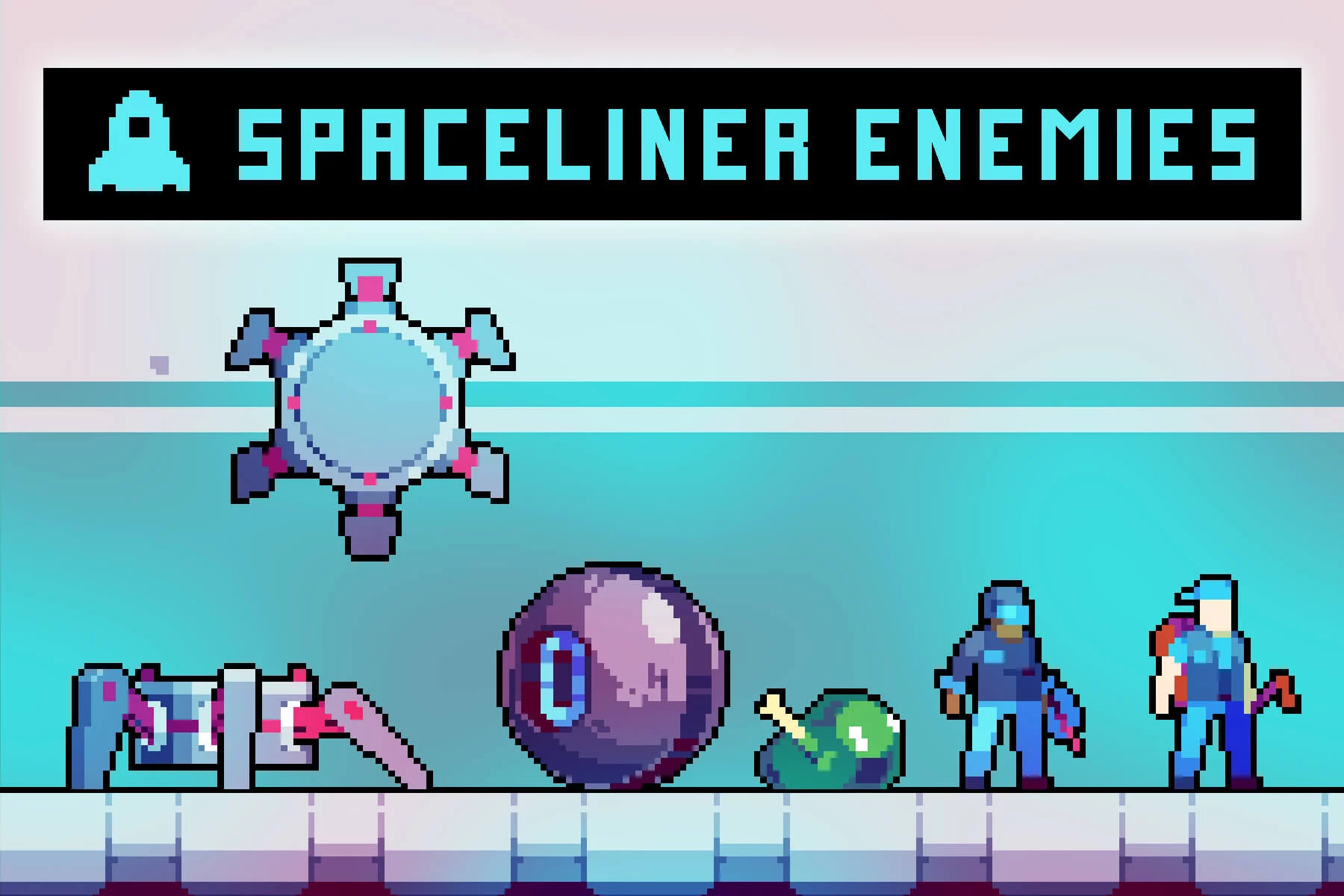 Spaceliner Enemies 2D Pixel Art Sci-Fi Sprite Pack