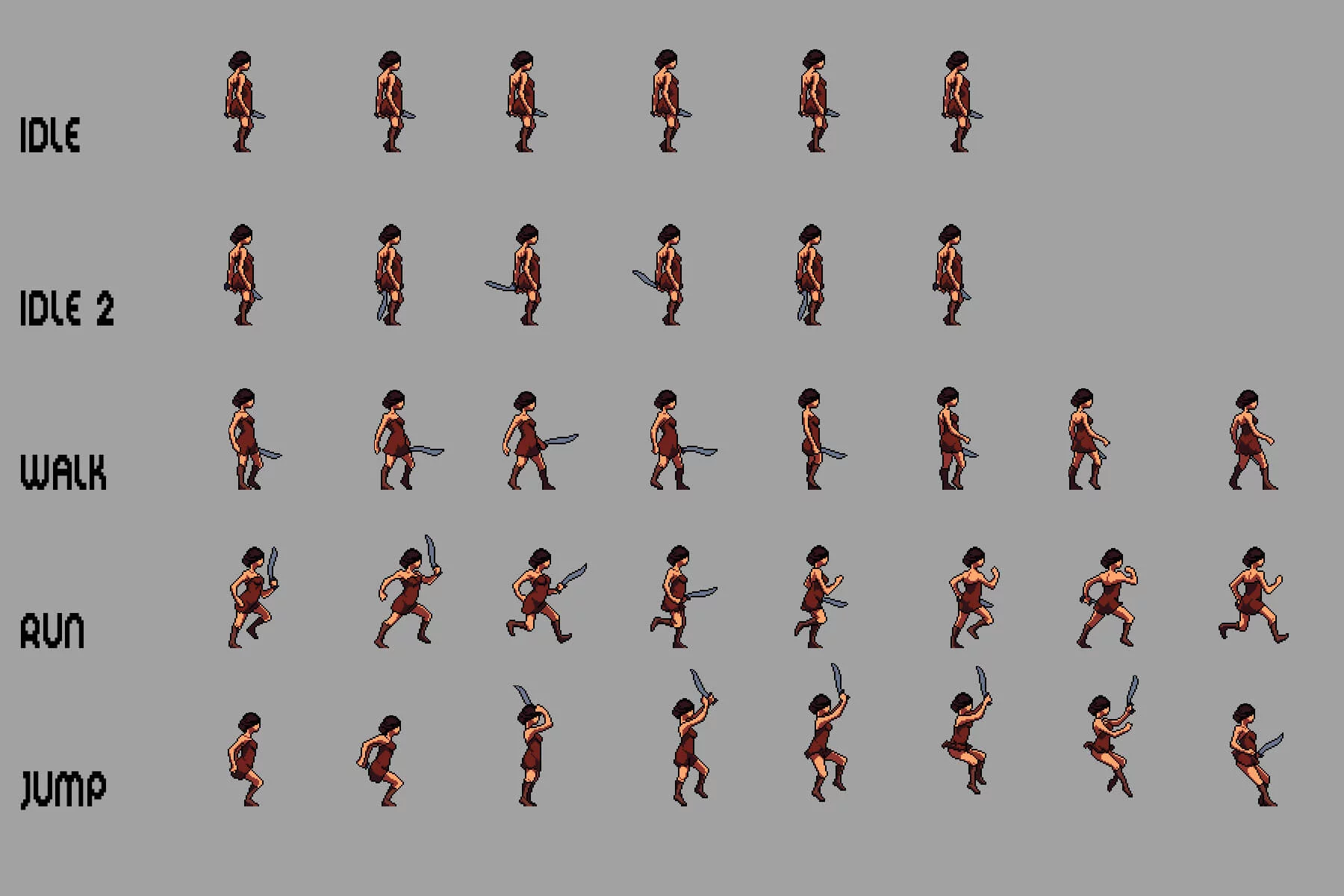 Amazon Woman Sprite Sheets Pixel Art