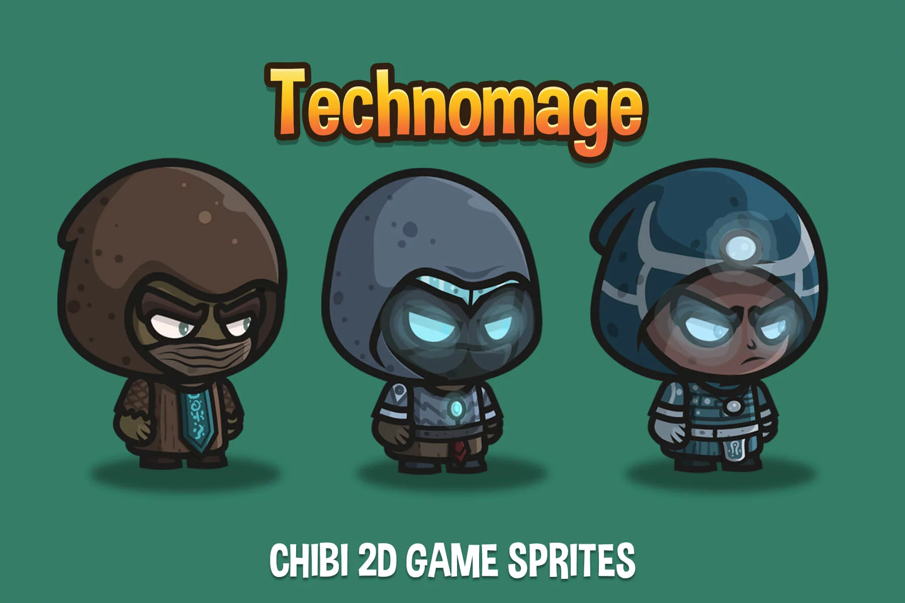 Chibi Technomage Character Game Sprites