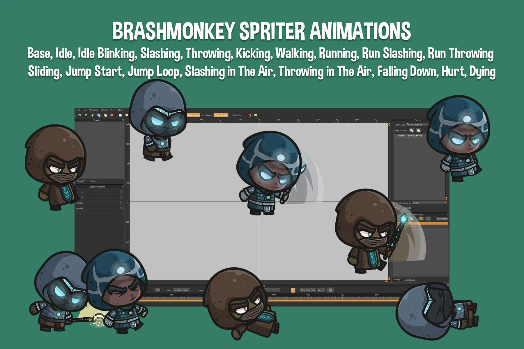 Chibi Technomage Character Game Sprites