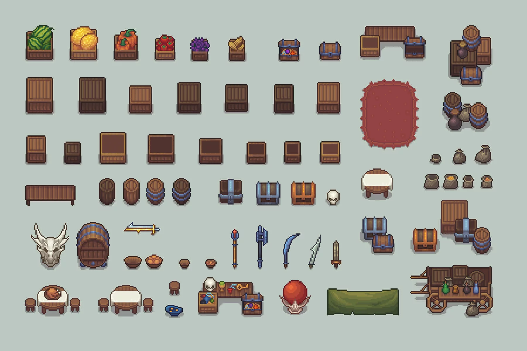 Pixel Art Market Square RPG Shop and NPC Assets Pack