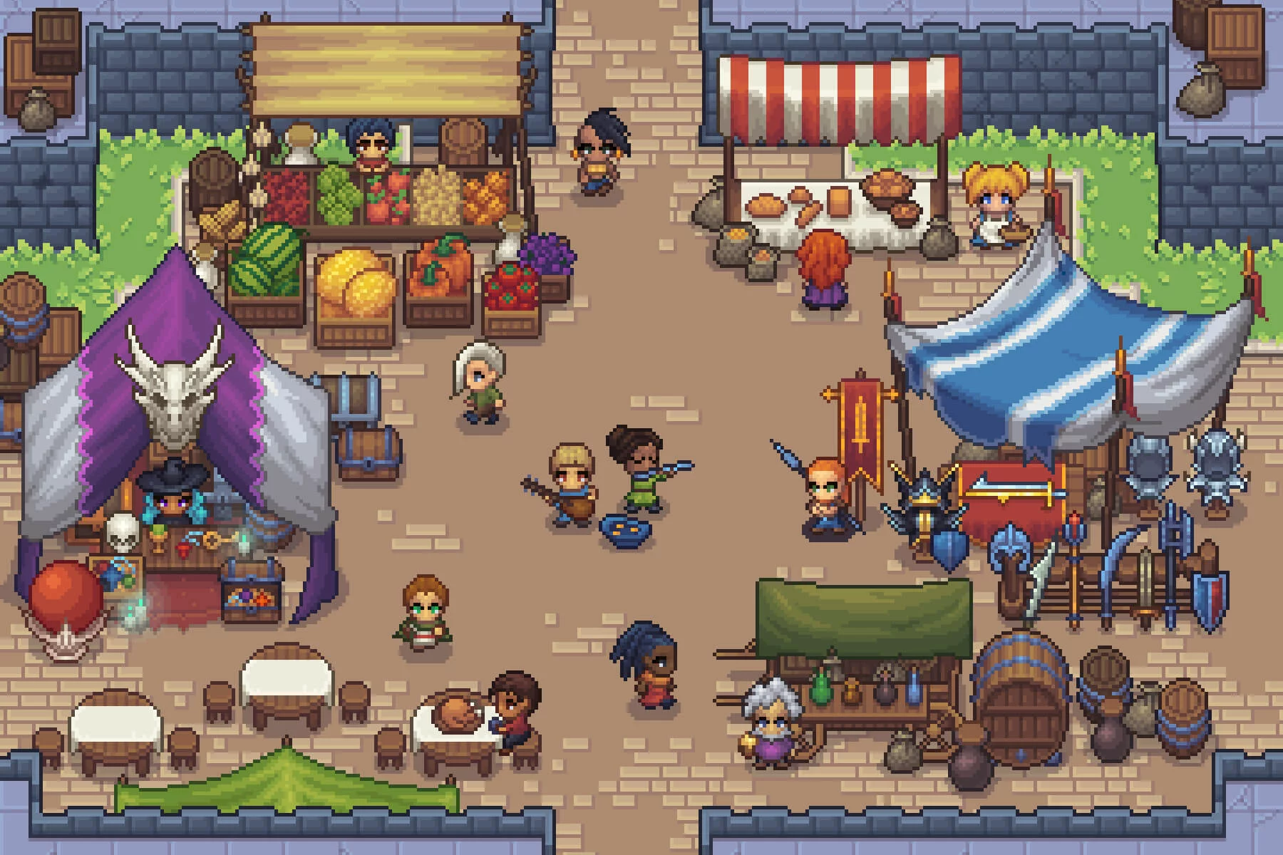 Pixel Art Market Square RPG Shop and NPC Assets Pack