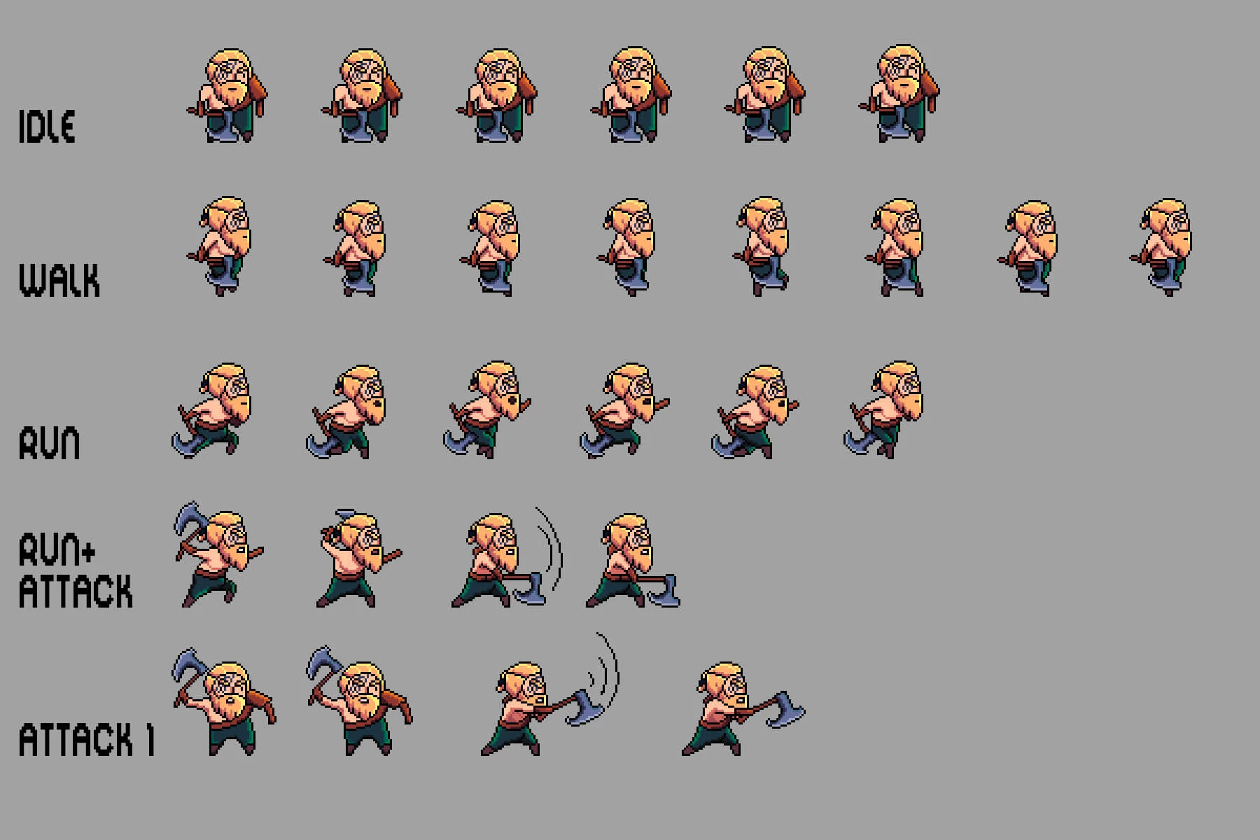 Warrior Pixel Art Sprite Sheets