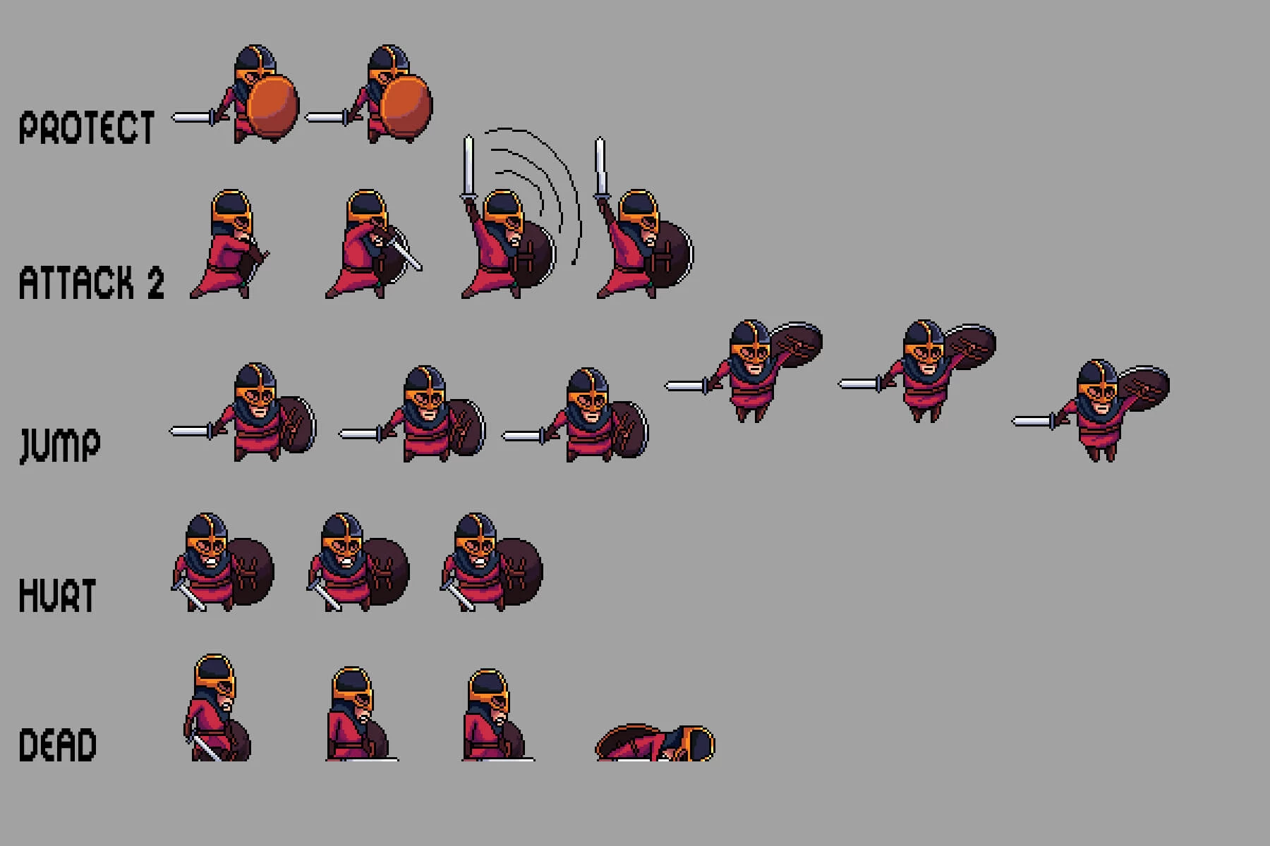 Warrior Pixel Art Sprite Sheets
