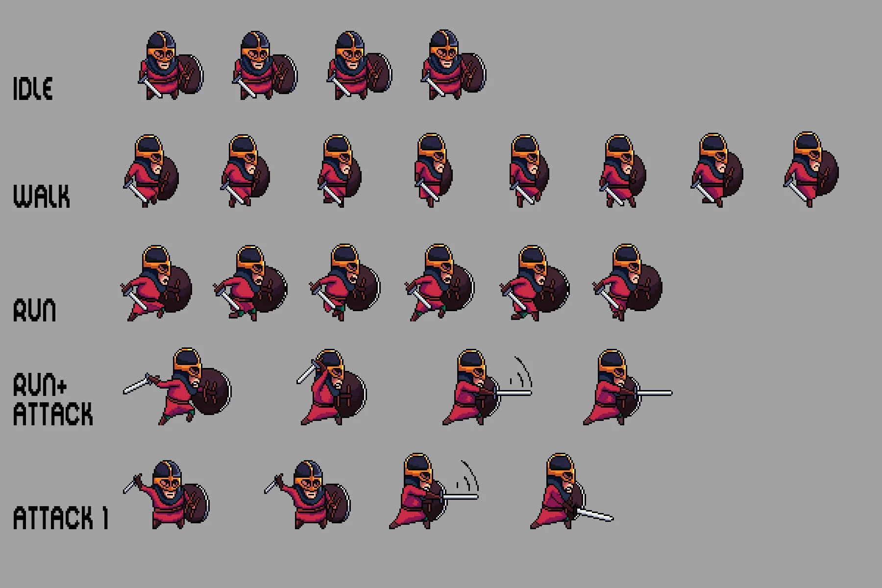 Warrior Pixel Art Sprite Sheets