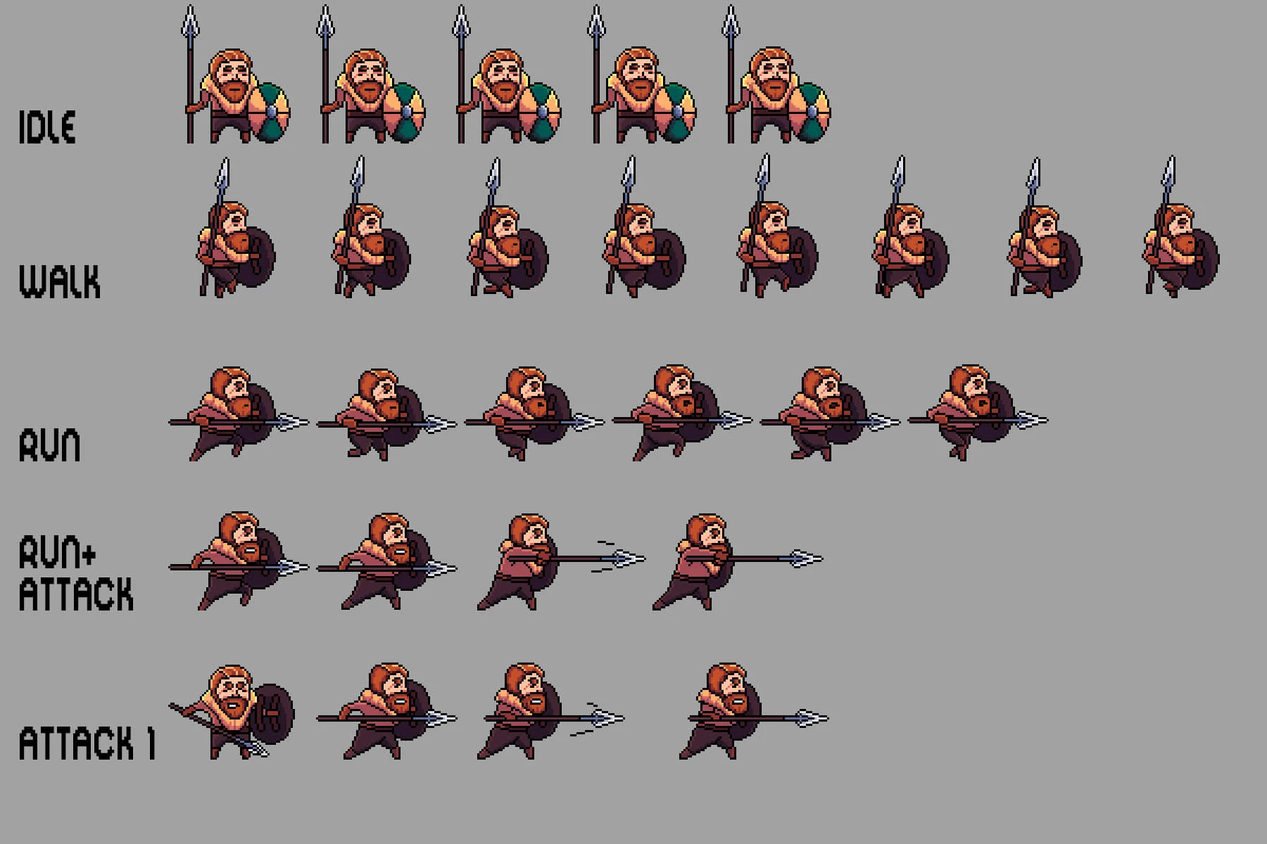 Warrior Pixel Art Sprite Sheets