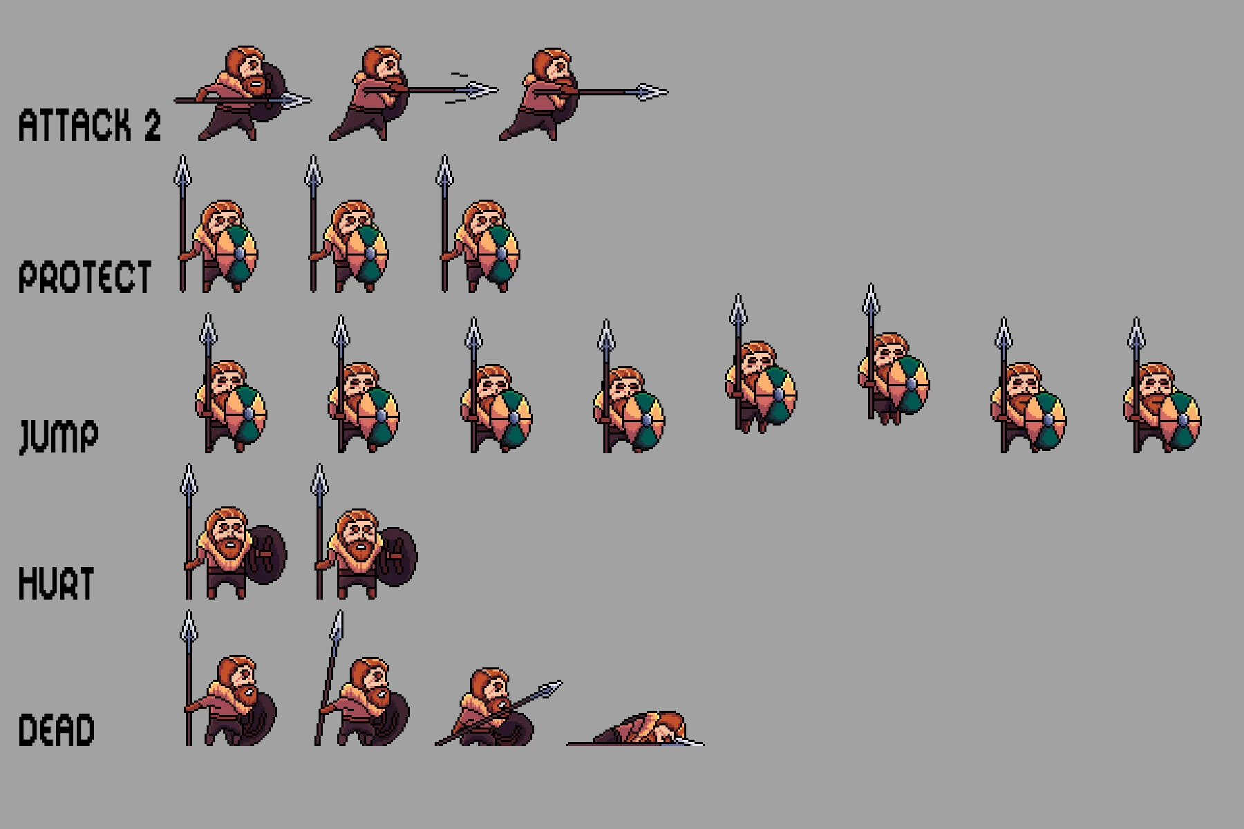 Warrior Pixel Art Sprite Sheets
