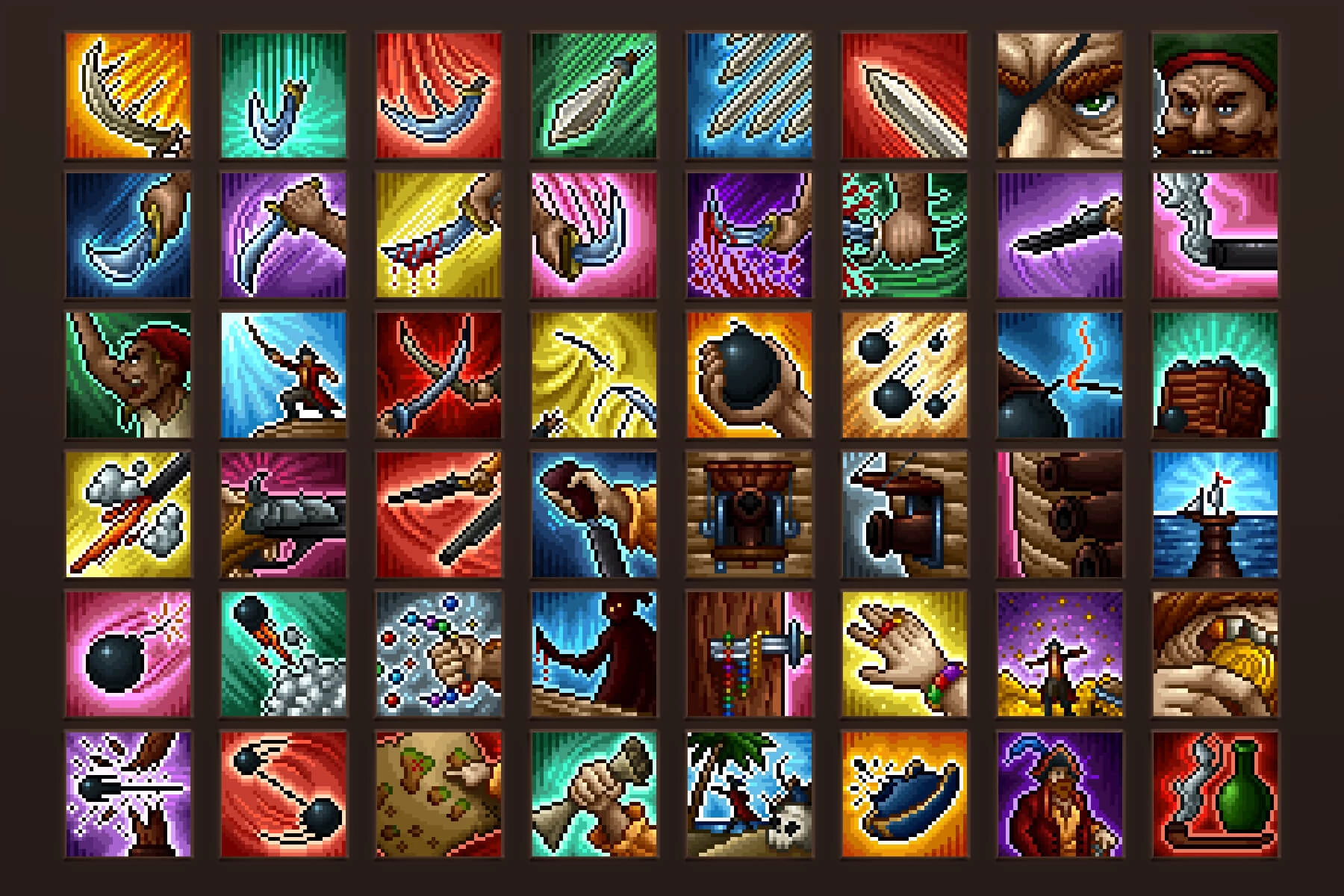 Pirate Skill Icons Pixel Art