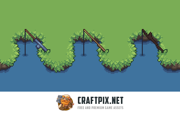 Fishing and Gathering Pixel Art RPG Icons