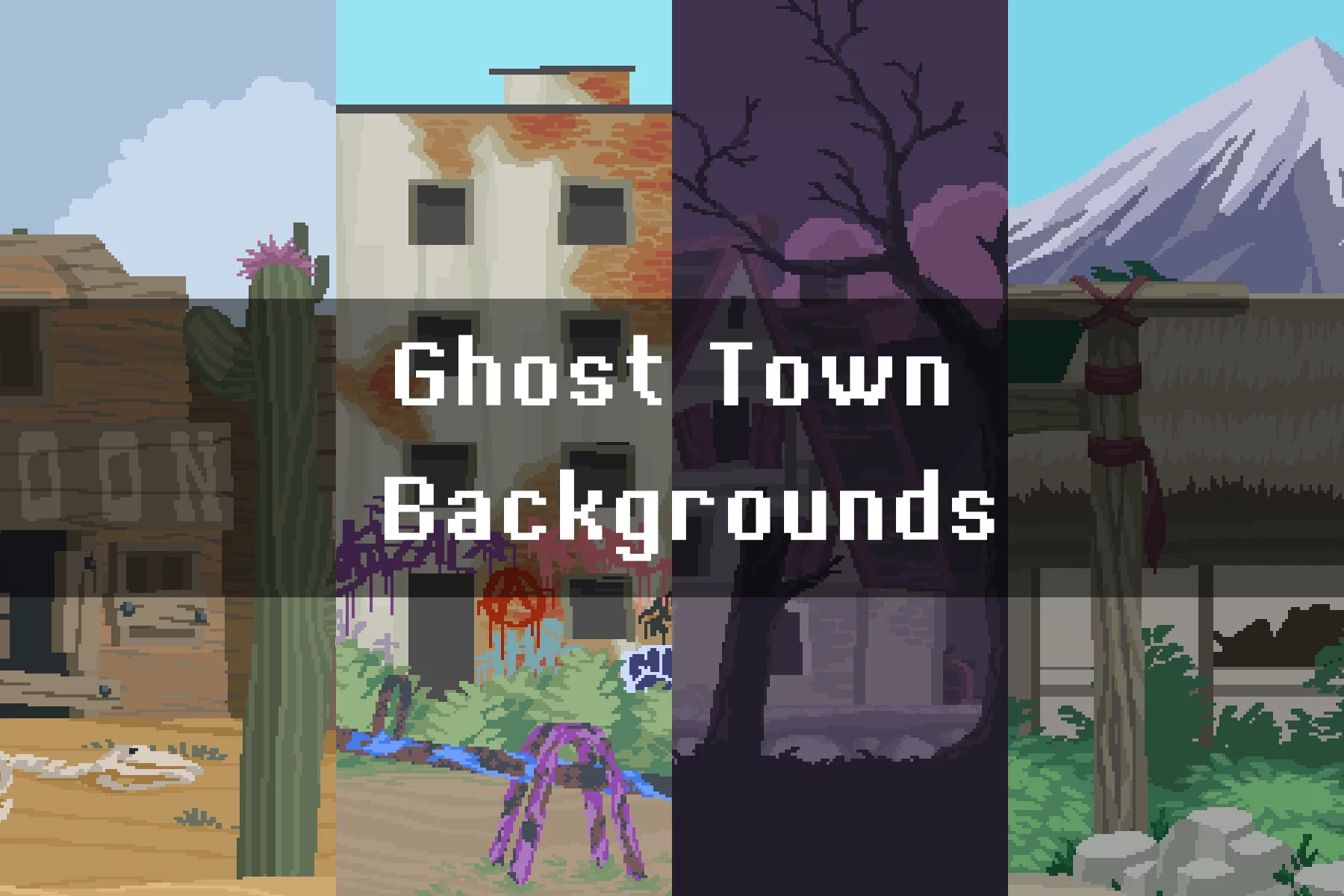 Pixel Art Abandoned Places Background Collection