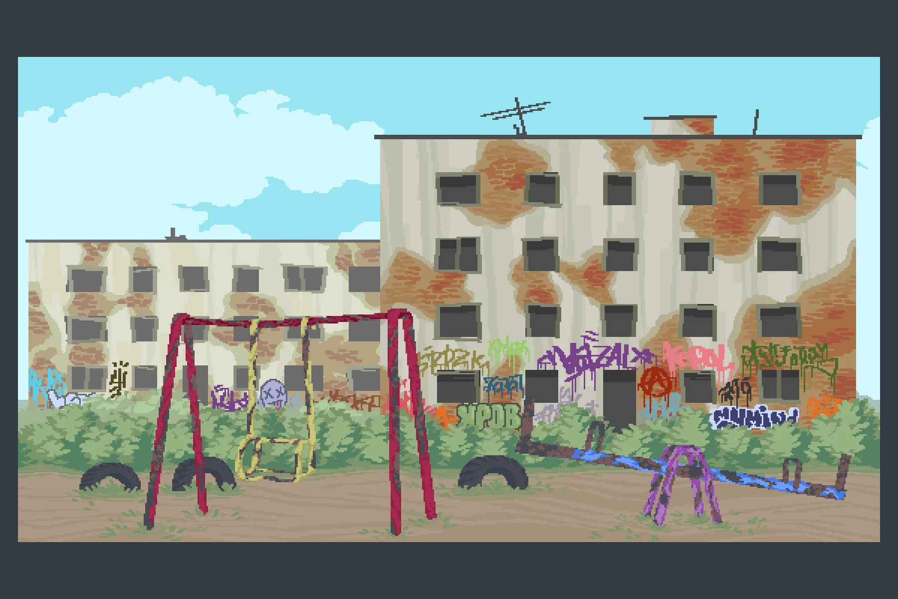 Pixel Art Abandoned Places Background Collection