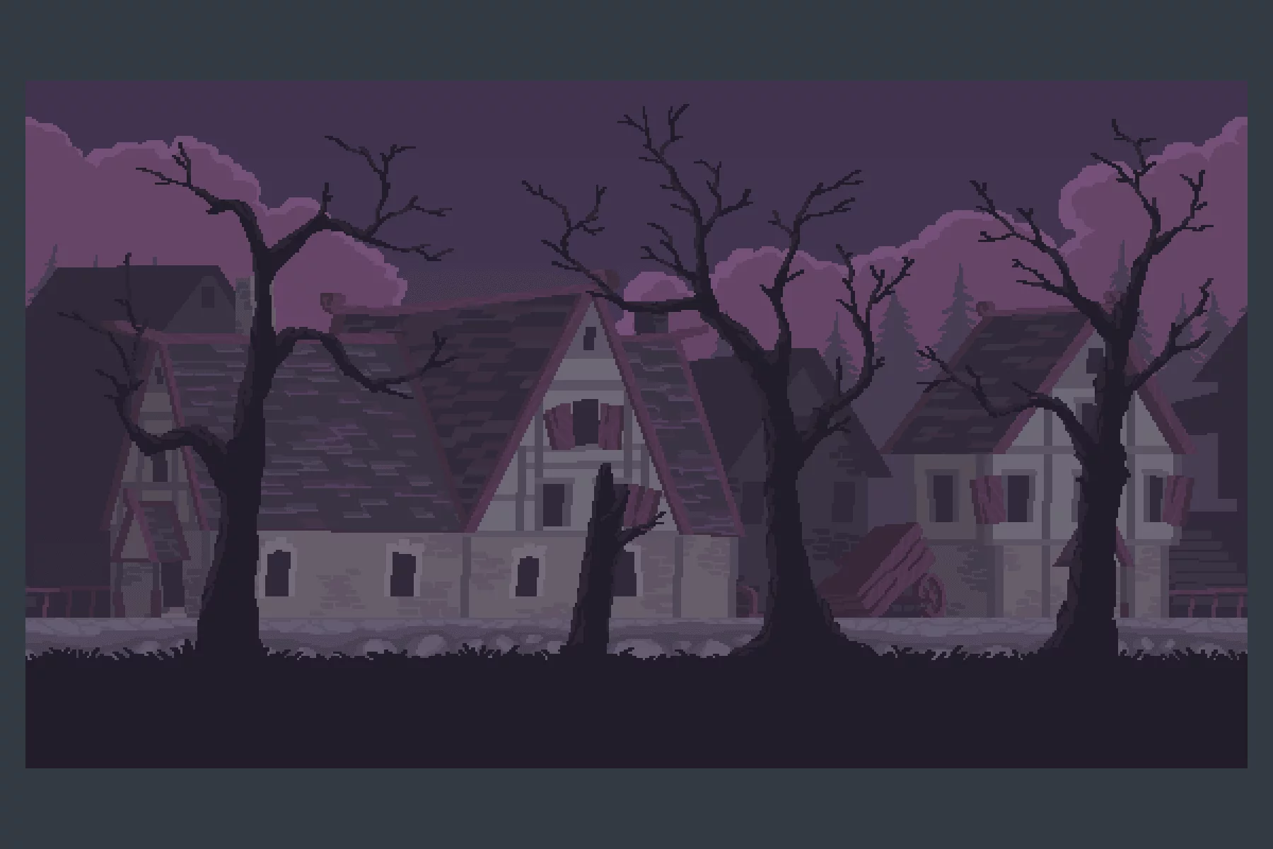 Pixel Art Abandoned Places Background Collection