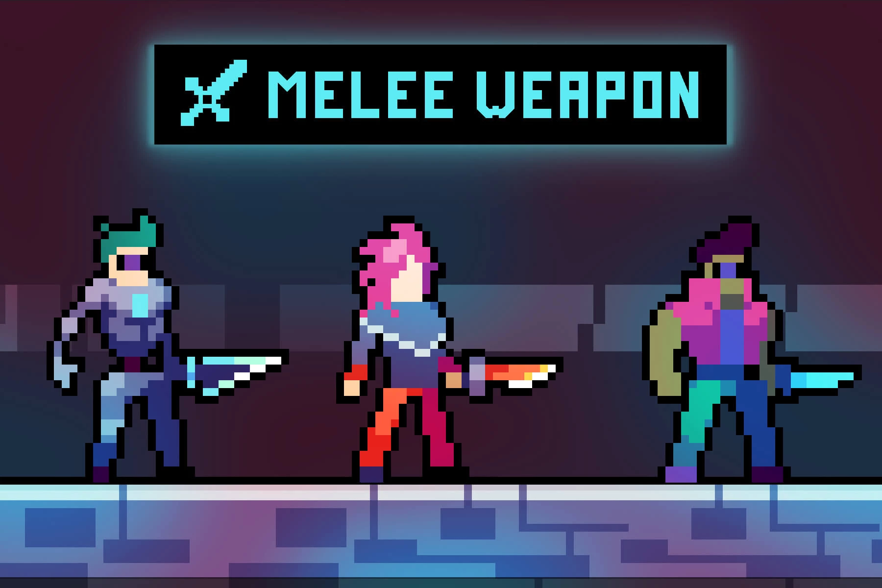 Characters With Melee Attack Pixel Art