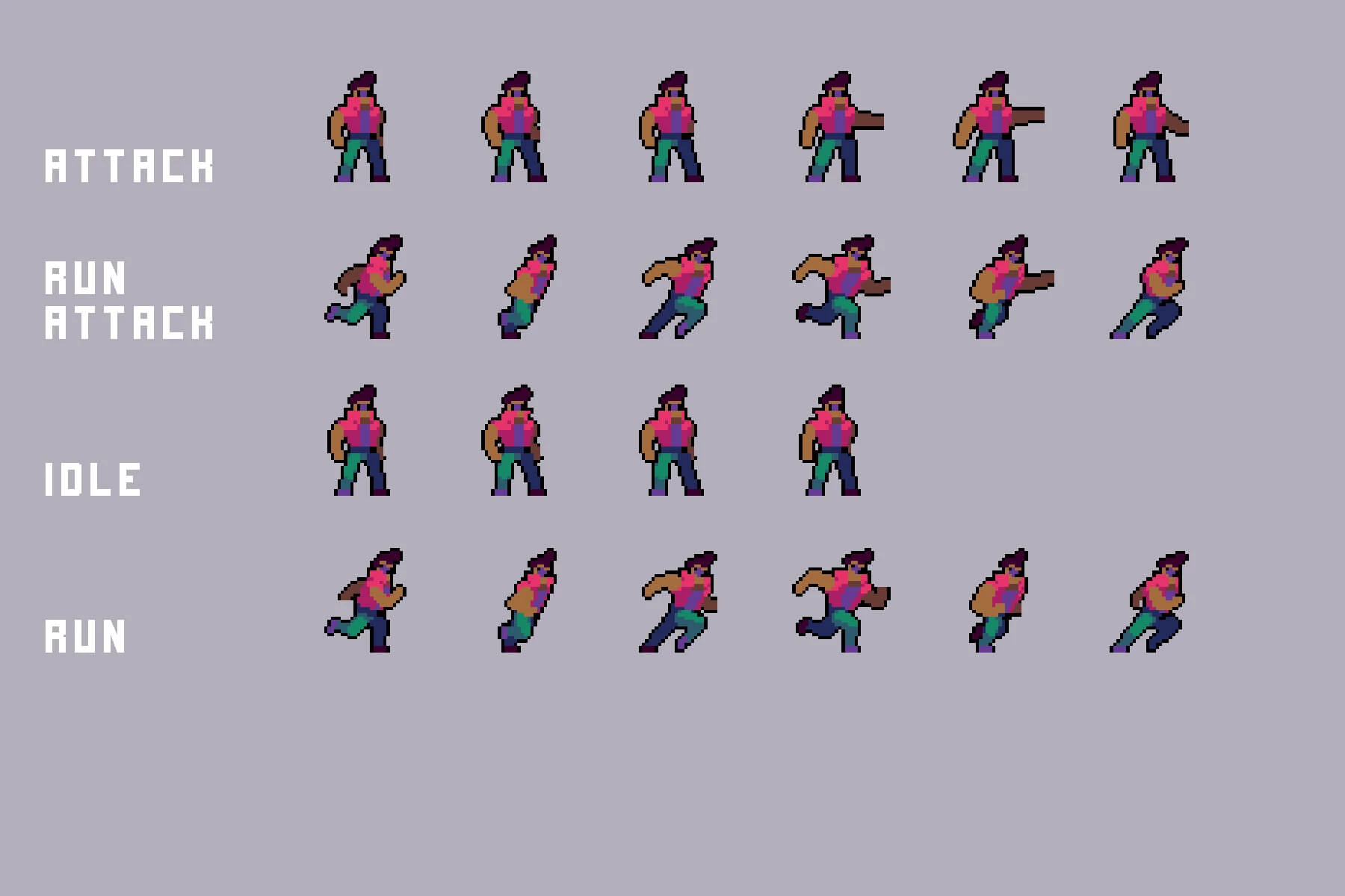 Characters With Melee Attack Pixel Art