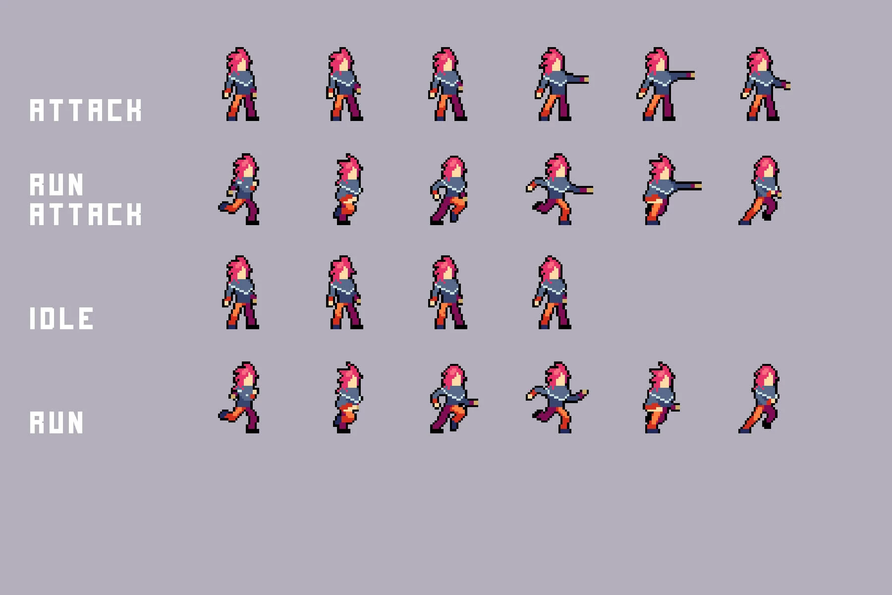Characters With Melee Attack Pixel Art