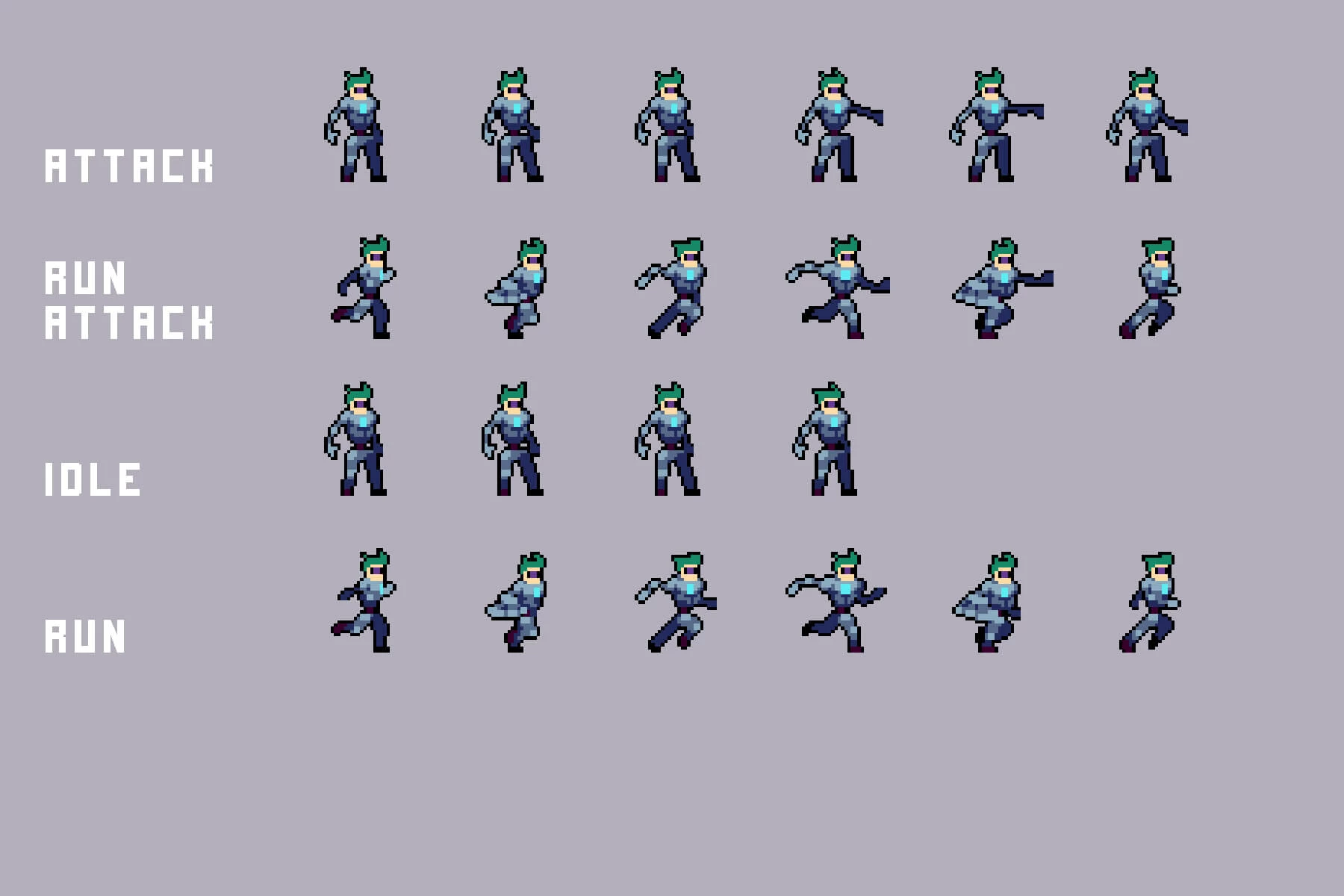 Characters With Melee Attack Pixel Art