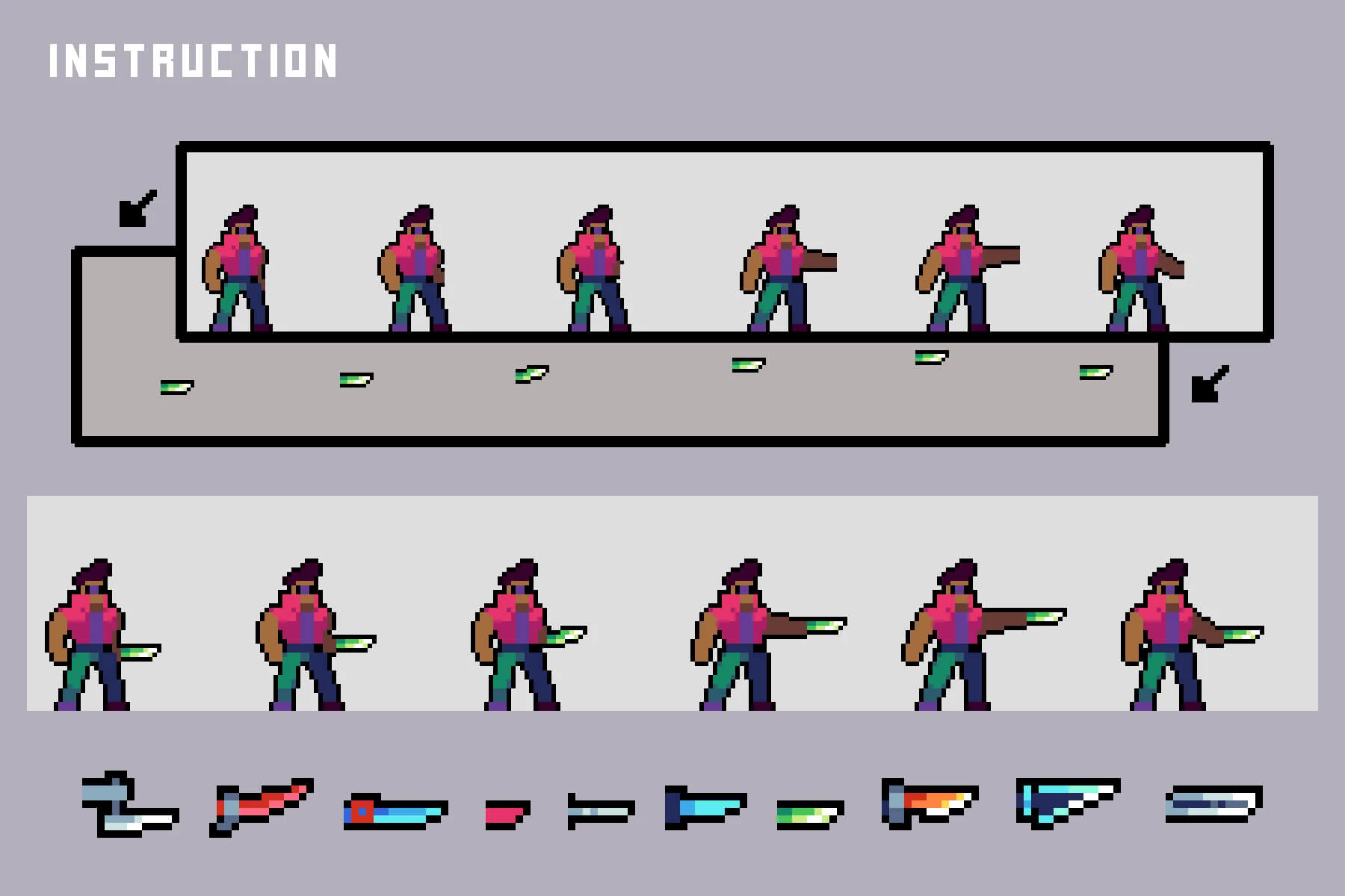 Characters With Melee Attack Pixel Art