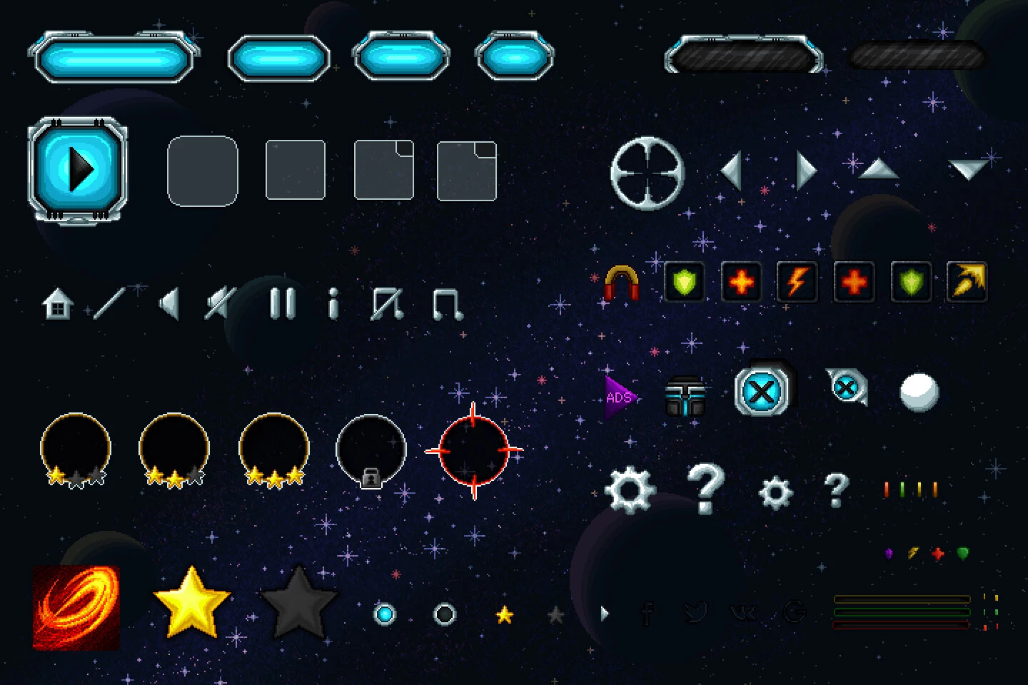 Pixel Art Space Shooter GUI