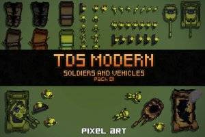 TDS Modern：士兵与载具像素素材，军事俯视游戏必备