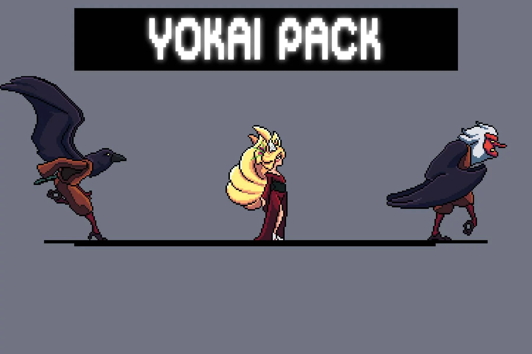 Yokai Pixel Art Character Sprites