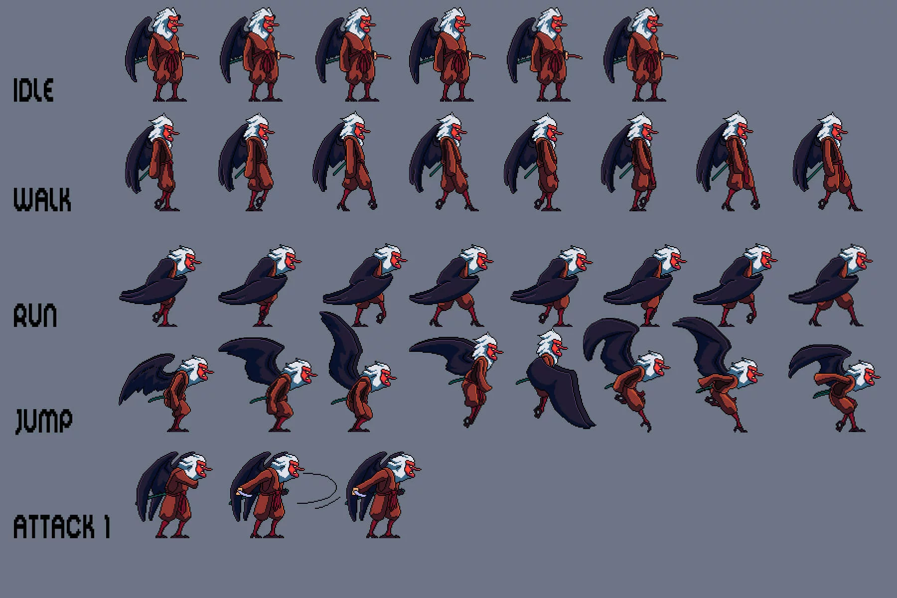 Yokai Pixel Art Character Sprites