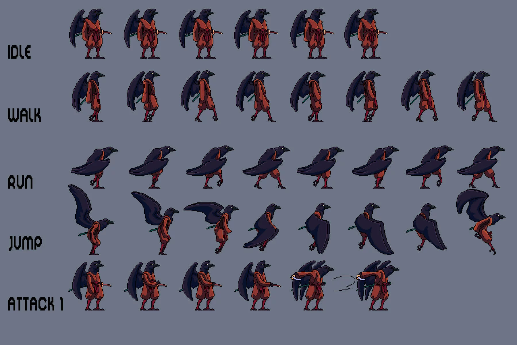 Yokai Pixel Art Character Sprites