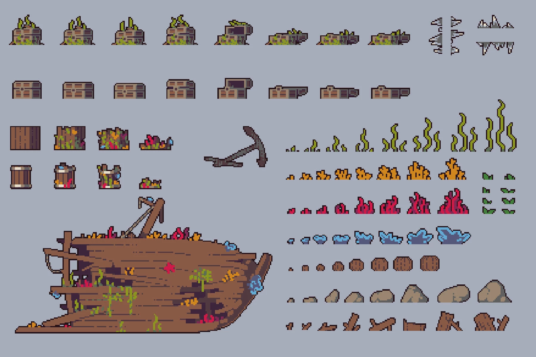 Water Pack Tileset for Platformer Pixel Art