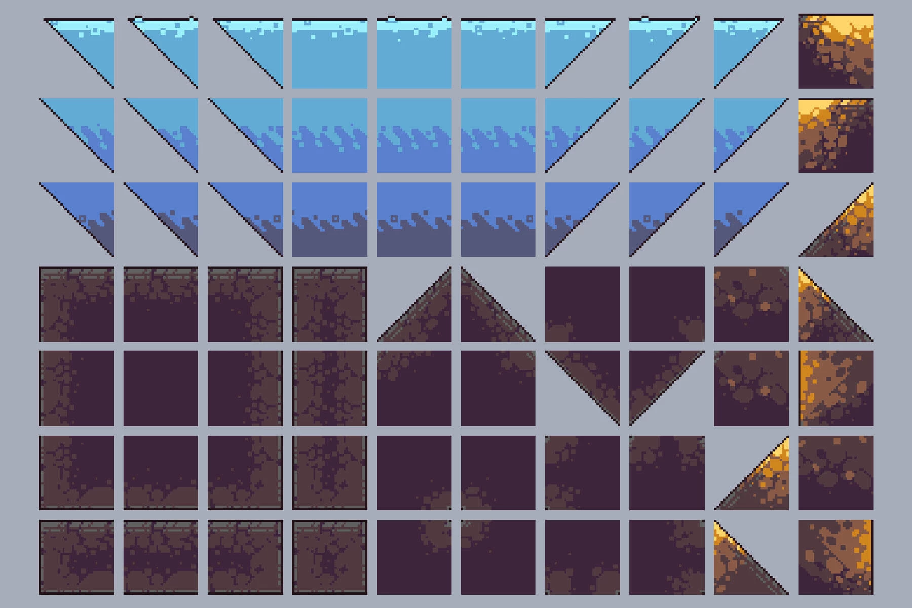 Water Pack Tileset for Platformer Pixel Art
