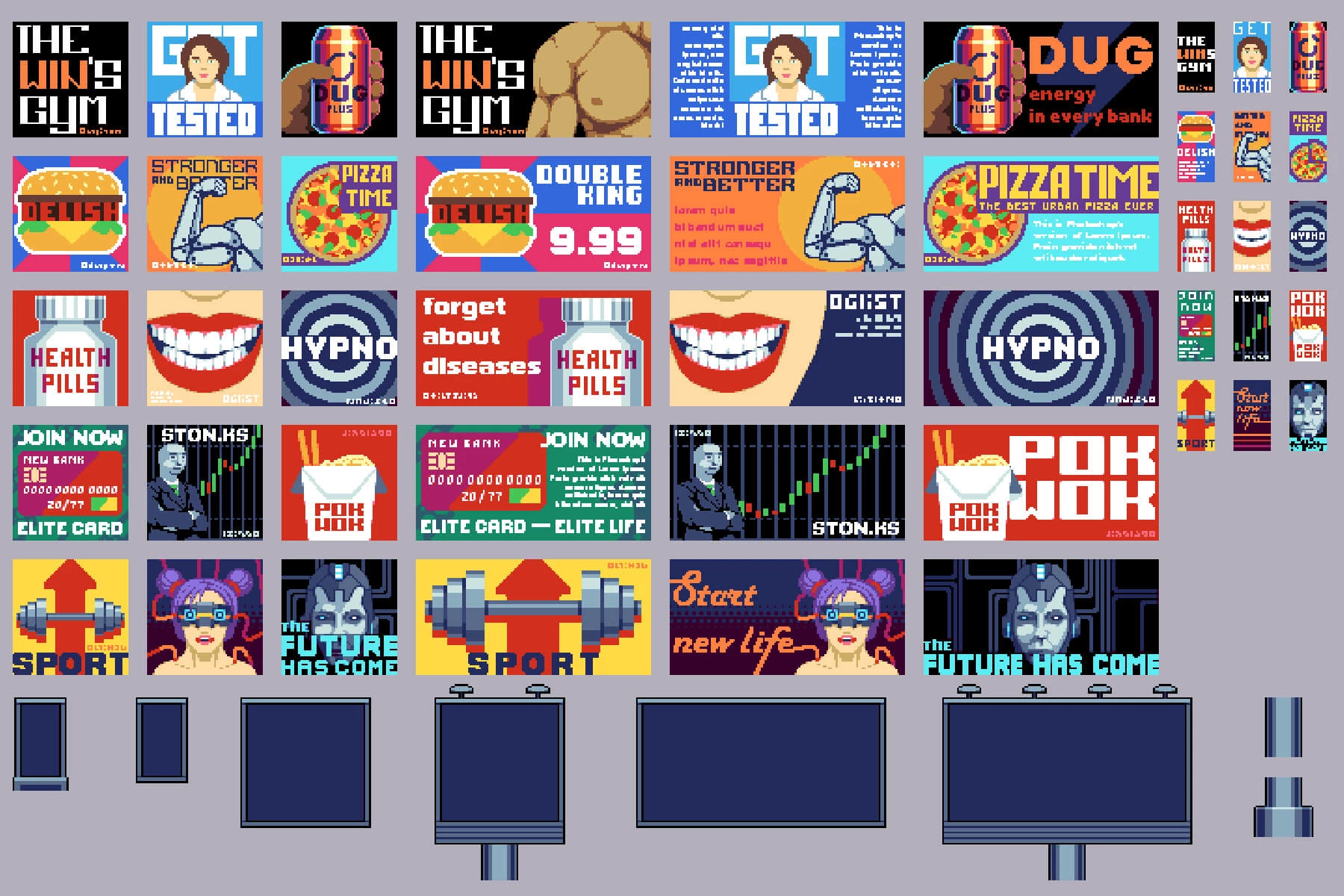 Billboards and Advertising Pixel Art