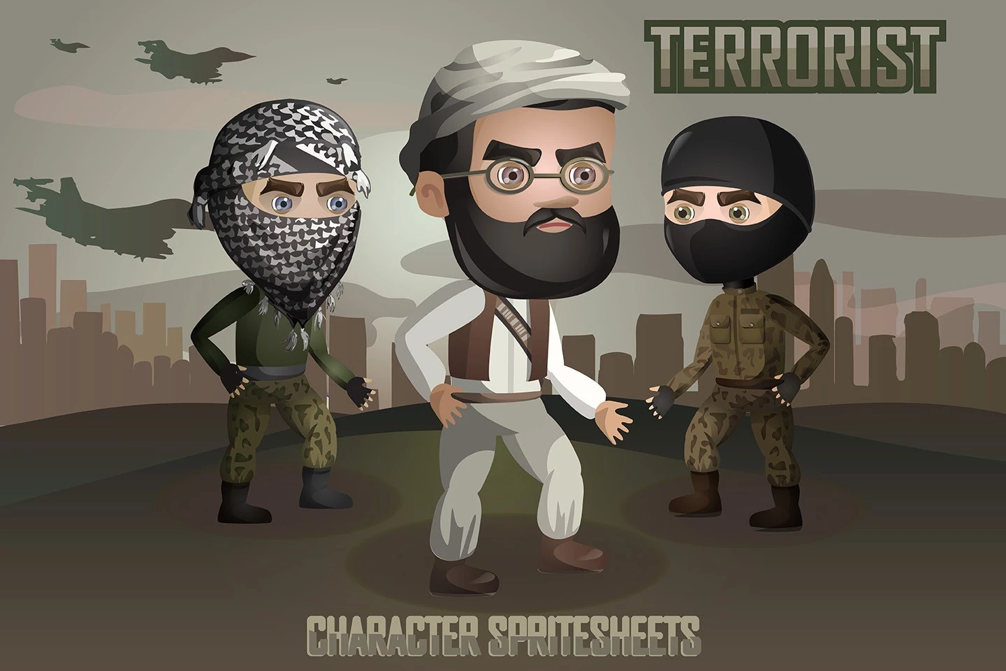 2D Game Terrorists Character Sprites Sheets