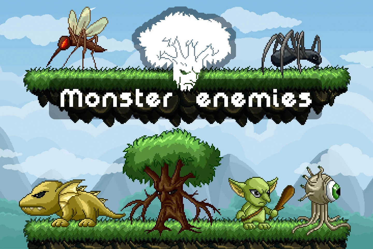 Pixel Art Monster Enemy Game Sprites