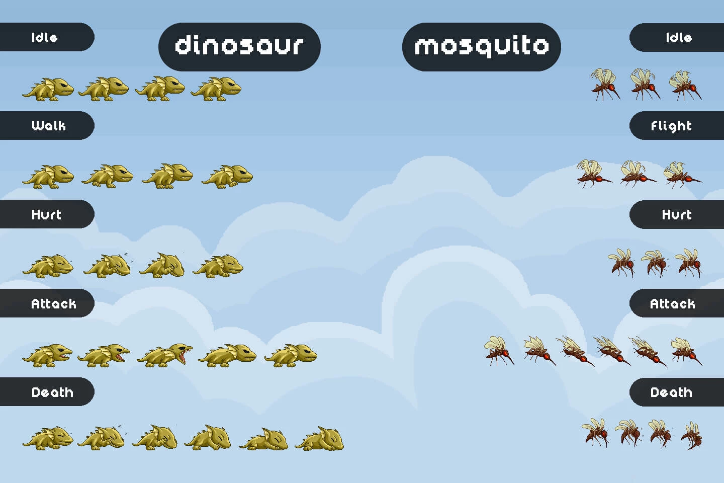 Pixel Art Monster Enemy Game Sprites