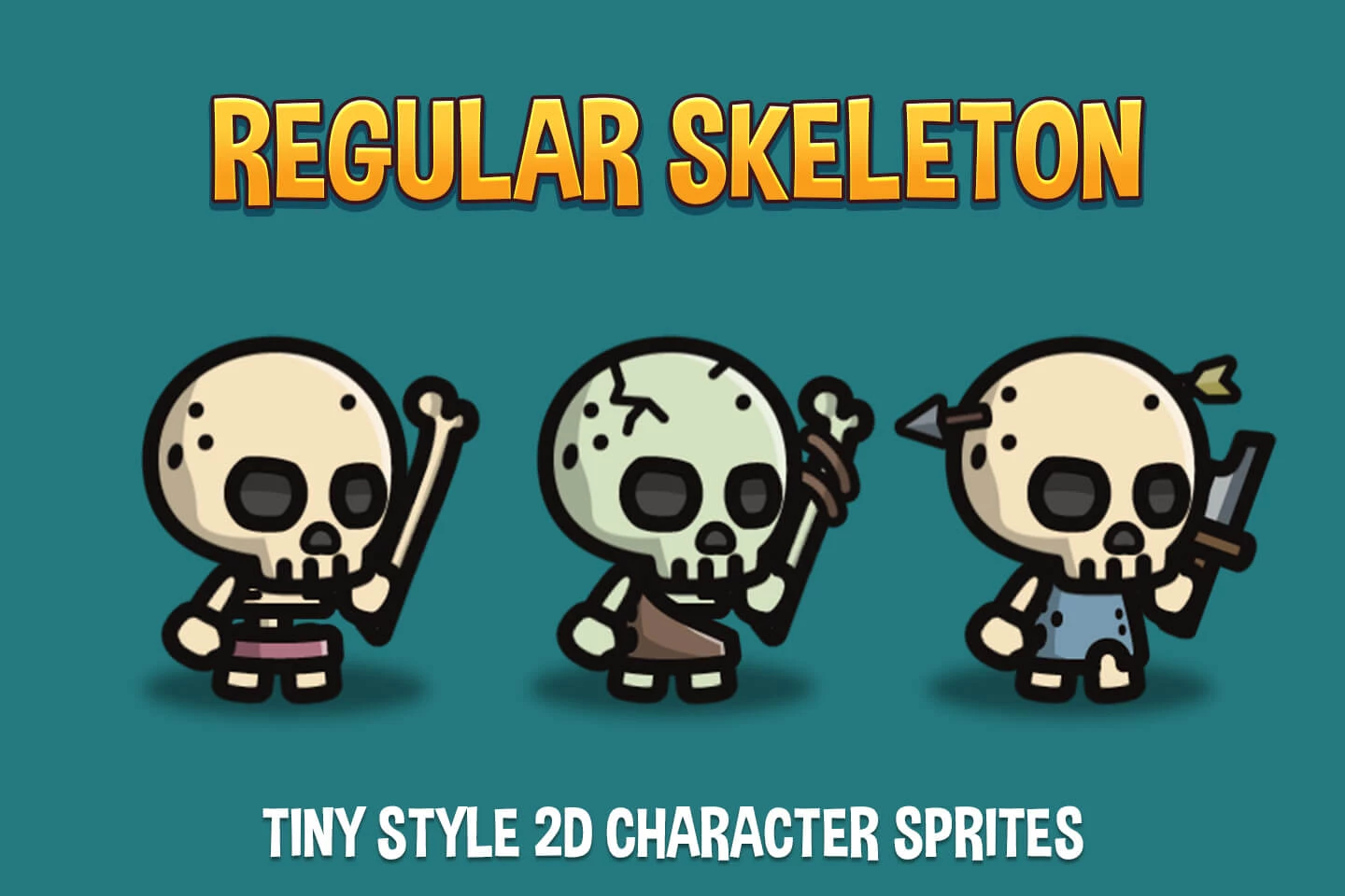 Regular Skeleton Tiny Style 2D Sprites