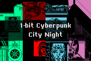 1-Bit赛博朋克城市夜景像素背景合集