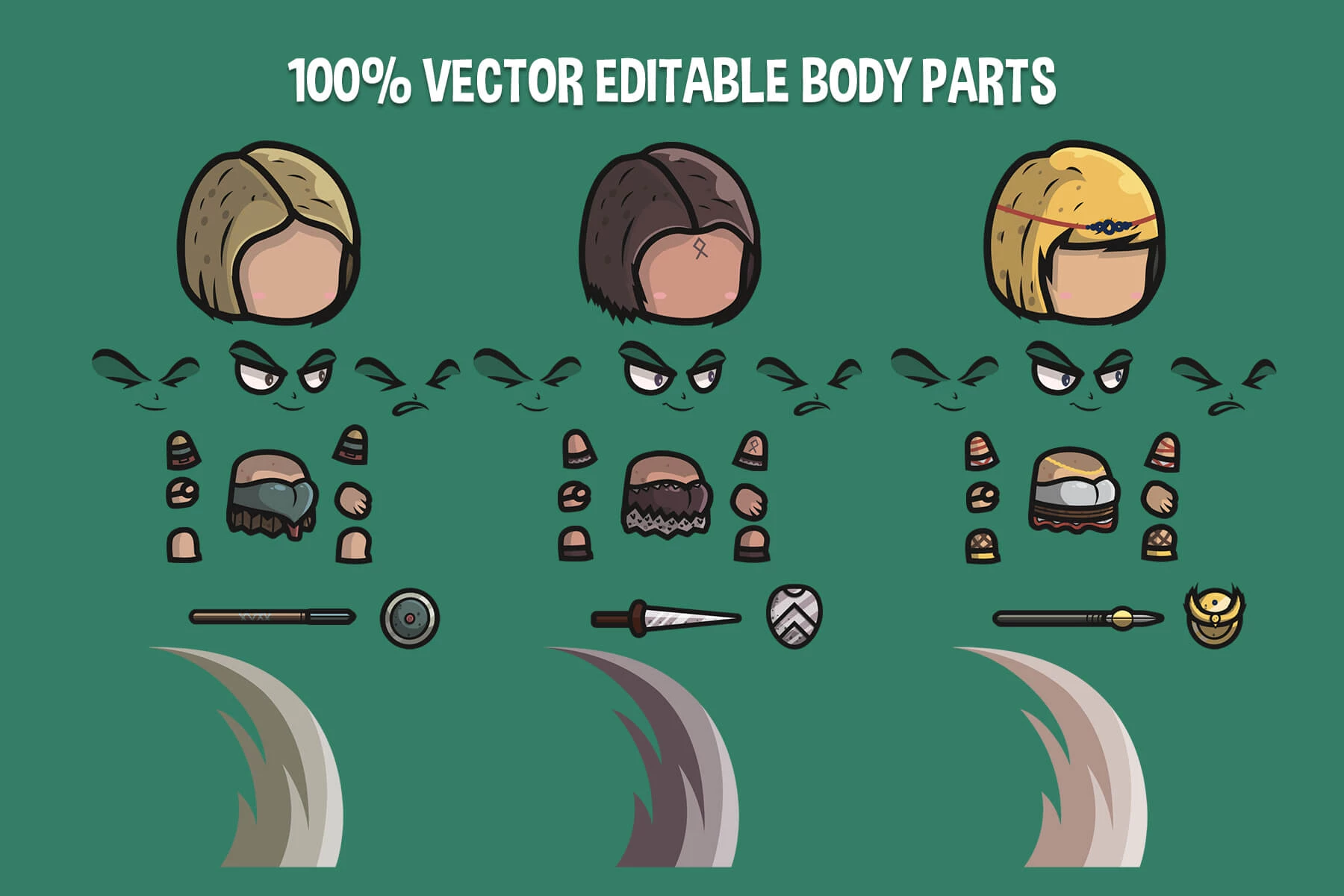 Amazon Warrior Chibi Character Sprites
