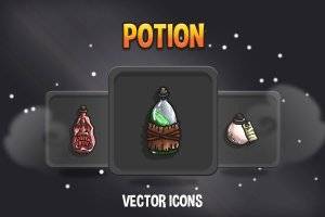Potion RPG图标包：48款矢量药水素材