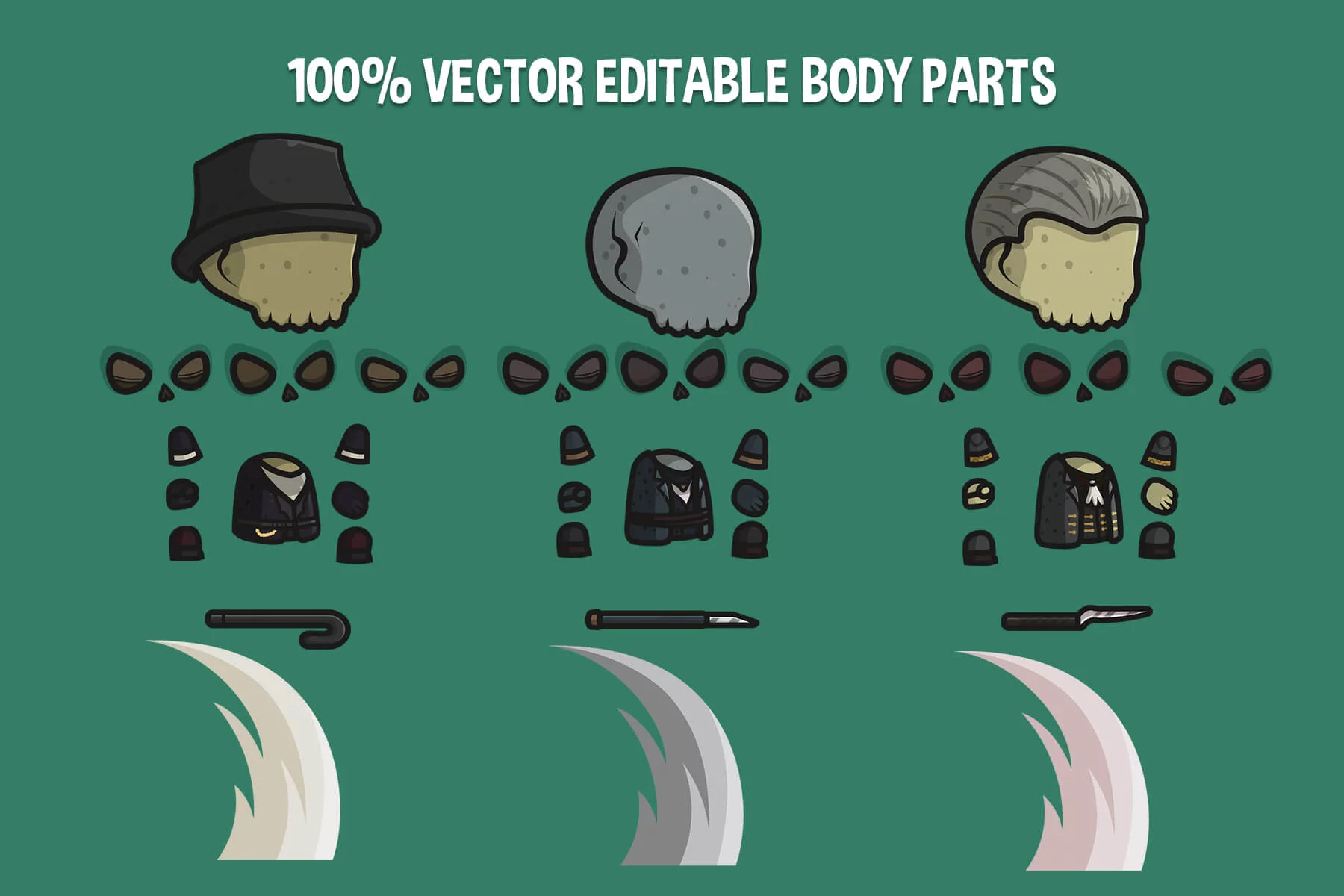 Chibi Skeleton Nobleman Character Sprites