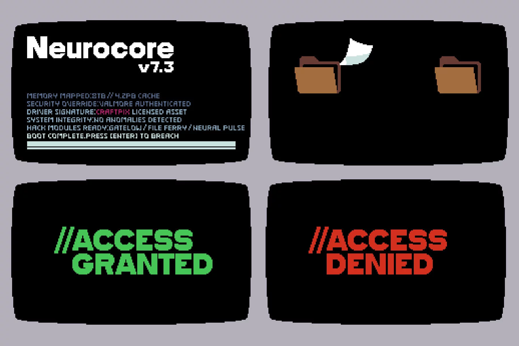 Cyber Intrusion GUI Pixel Art Pack