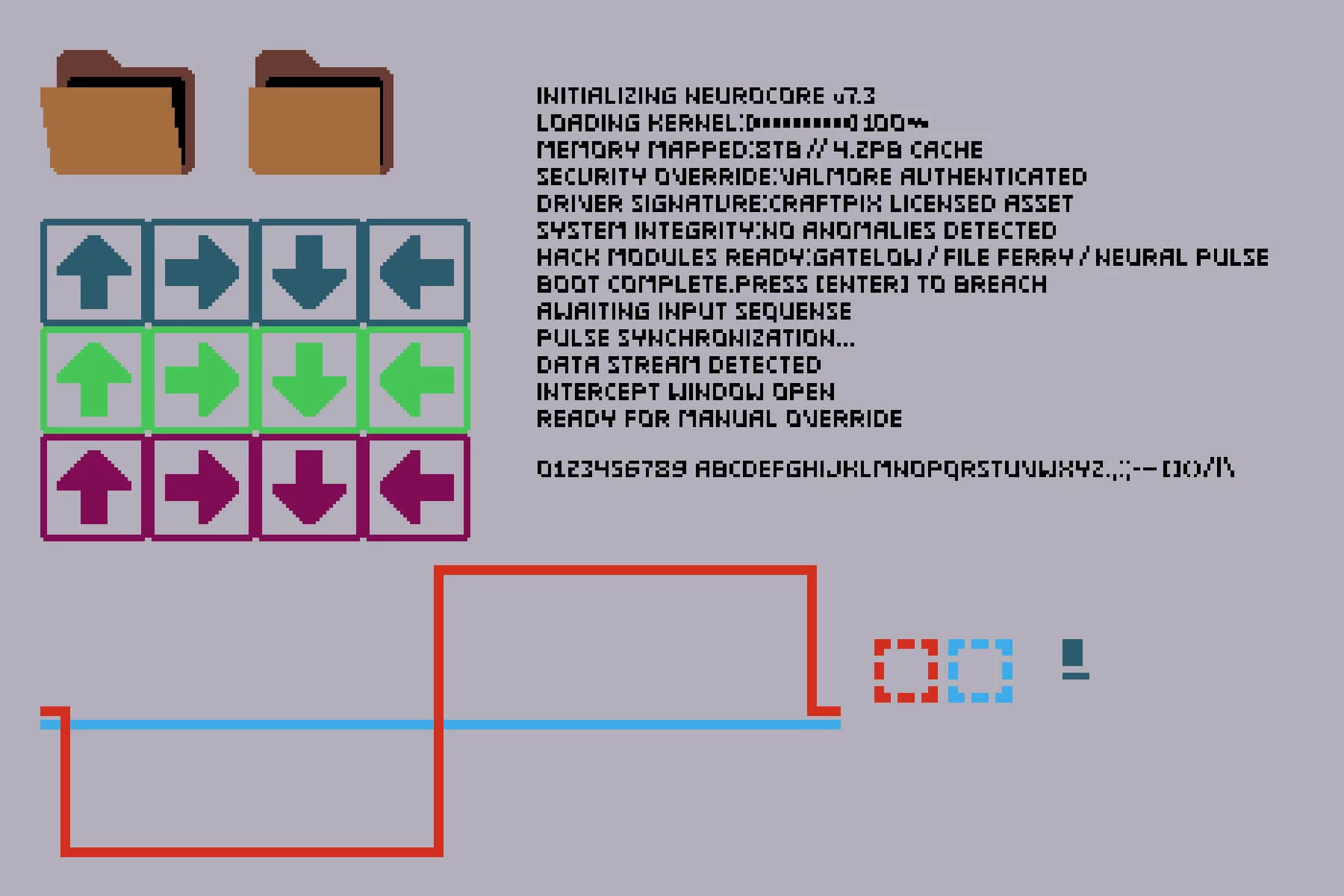 Cyber Intrusion GUI Pixel Art Pack