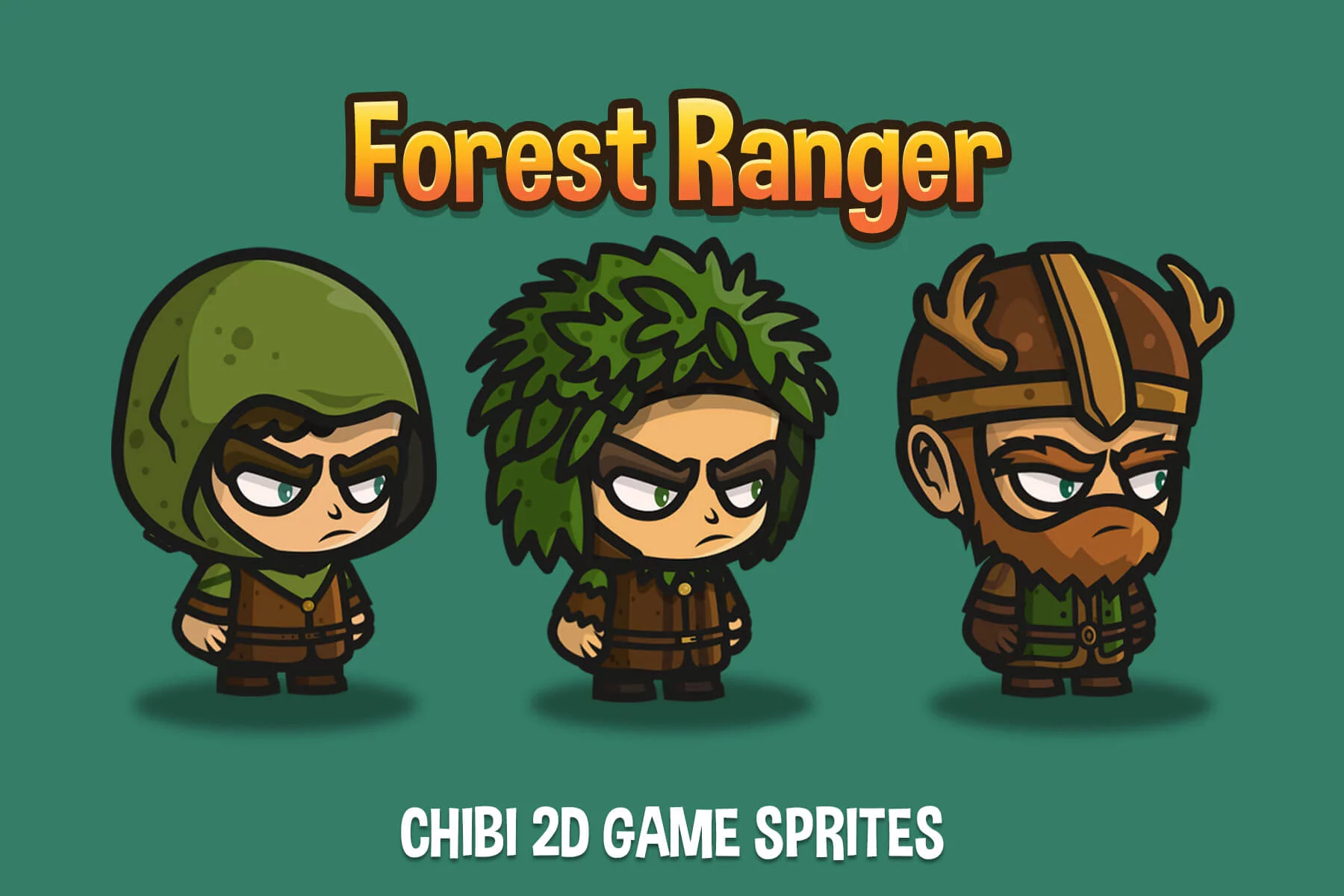 Forest Ranger Chibi Character Sprites