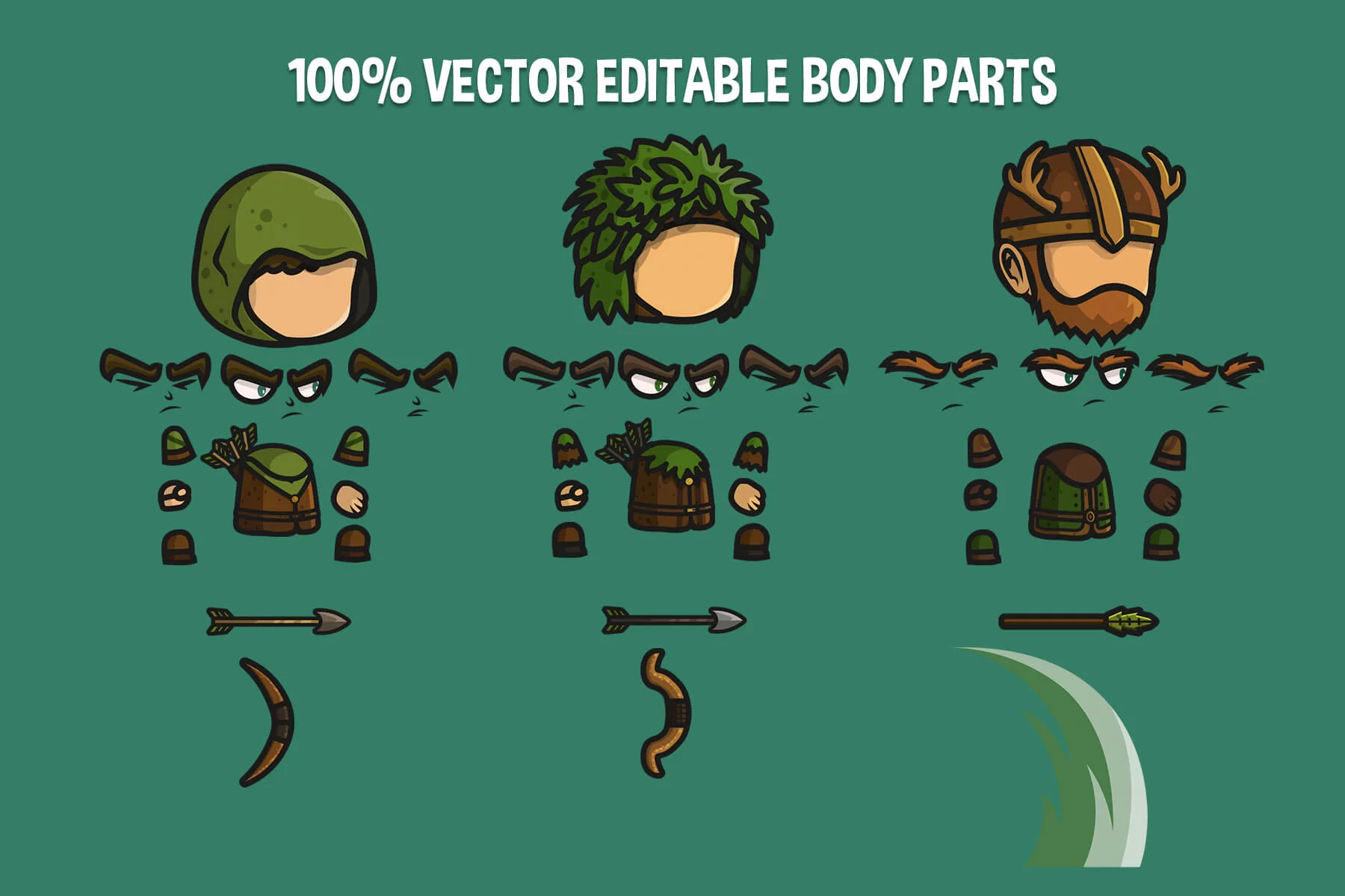 Forest Ranger Chibi Character Sprites
