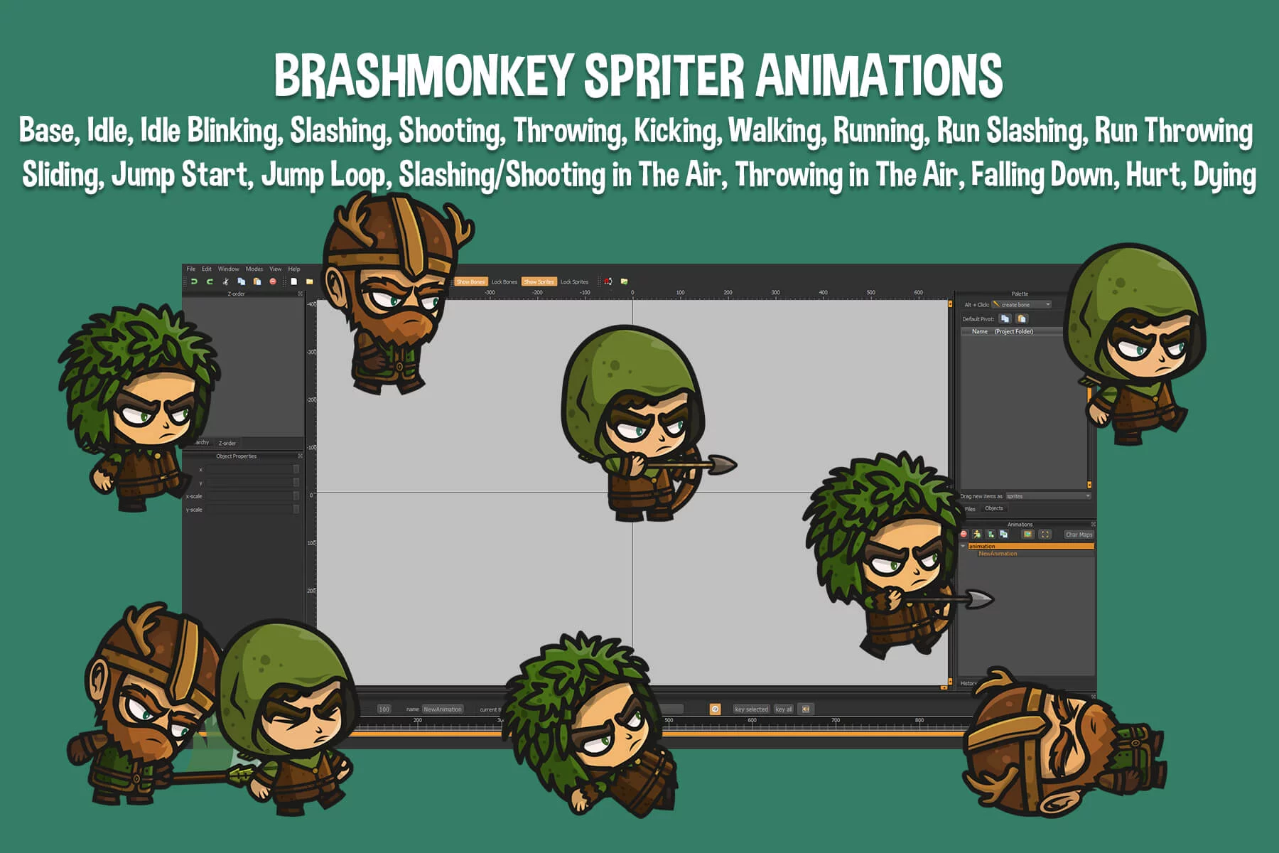 Forest Ranger Chibi Character Sprites