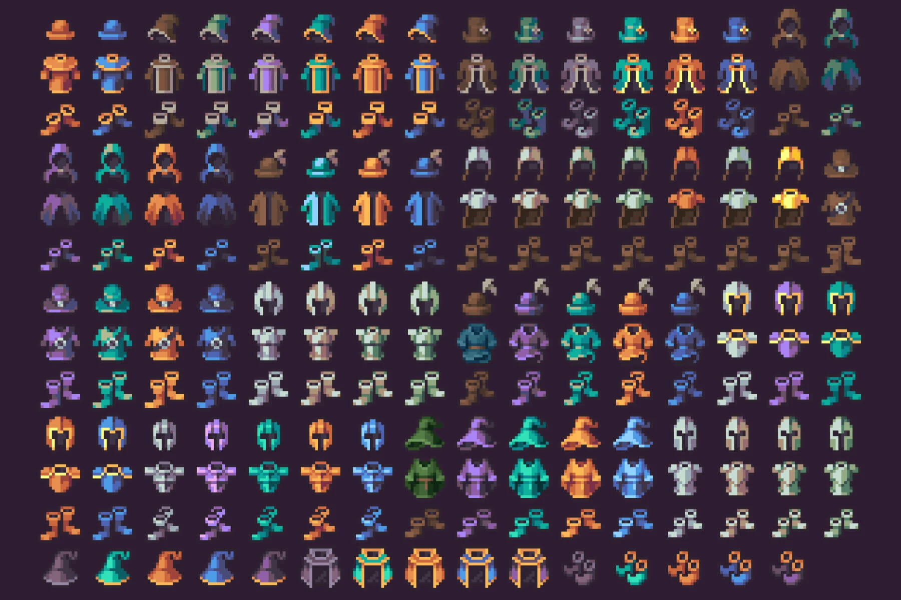 RPG Icons Pixel Art Equipment Sets